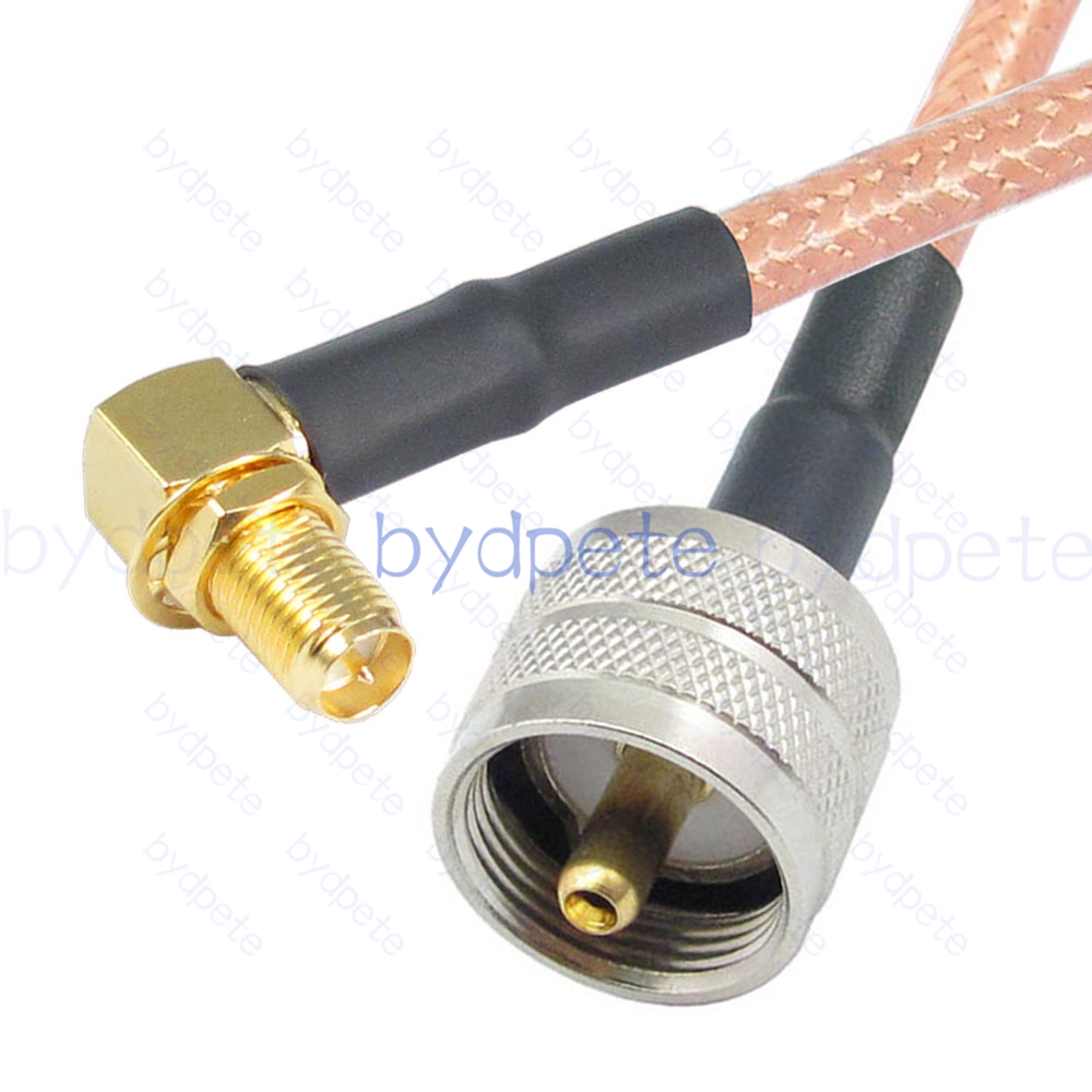 BPC044UHF142R2 UHF Male PL259 Plug to RPSMA Female Right Angle 90Degree Reverse Polarity RG-142 Coaxial Cable UHF Cable RG142 Assembly Coax Pigtial Jumper
