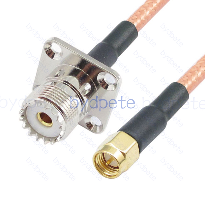 BPC045UHF142H4 UHF Female SO239 4holes Panel Jack to SMA Male RG-142 Coaxial Cable UHF Cable RG142 Assembly Coax Pigtial Jumper