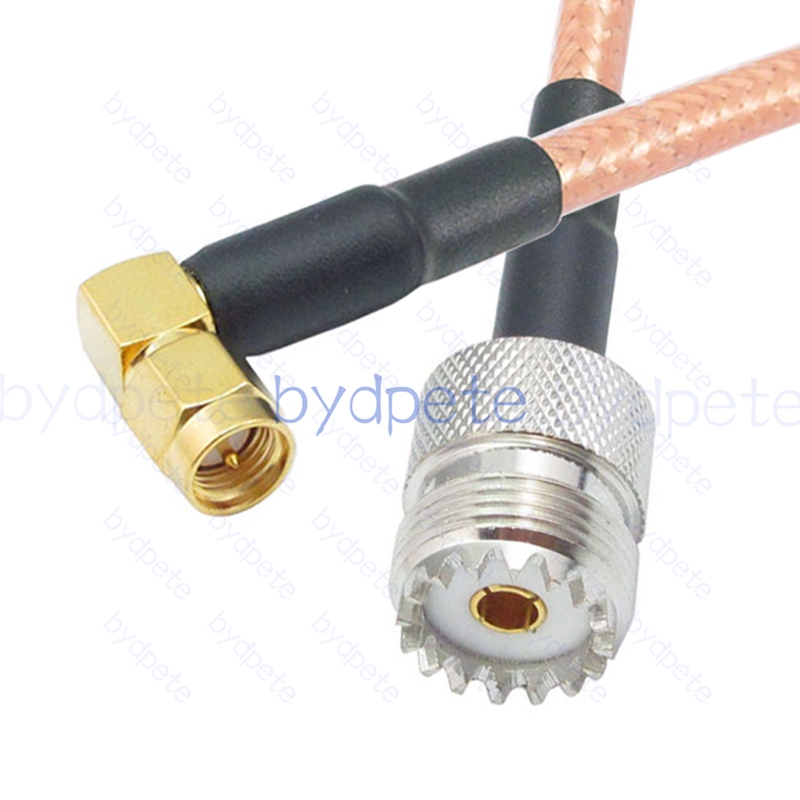 BPC045UHF142R2 UHF Female SO239 Jack to SMA Male Right Angle 90Degree RG-142 Coaxial Cable UHF Cable RG142 Assembly Coax Pigtial Jumper