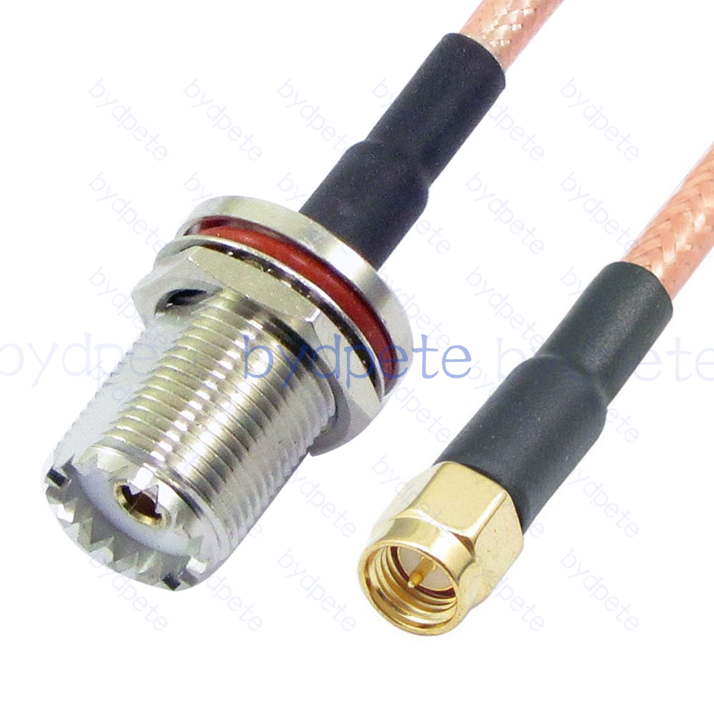 BPC045UHF142W1 UHF Female Bulkhead Waterproof SO239 Jack to SMA Male RG-142 Coaxial Cable UHF Cable RG142 Assembly Coax Pigtial Jumper