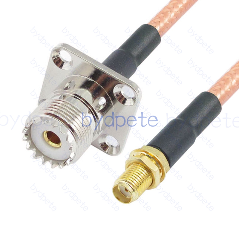 BPC046UHF142H41 UHF Female 4holes panel SO239 Jack to SMA Female RG-142 Coaxial Cable UHF Cable RG142 Assembly Coax Pigtial Jumper