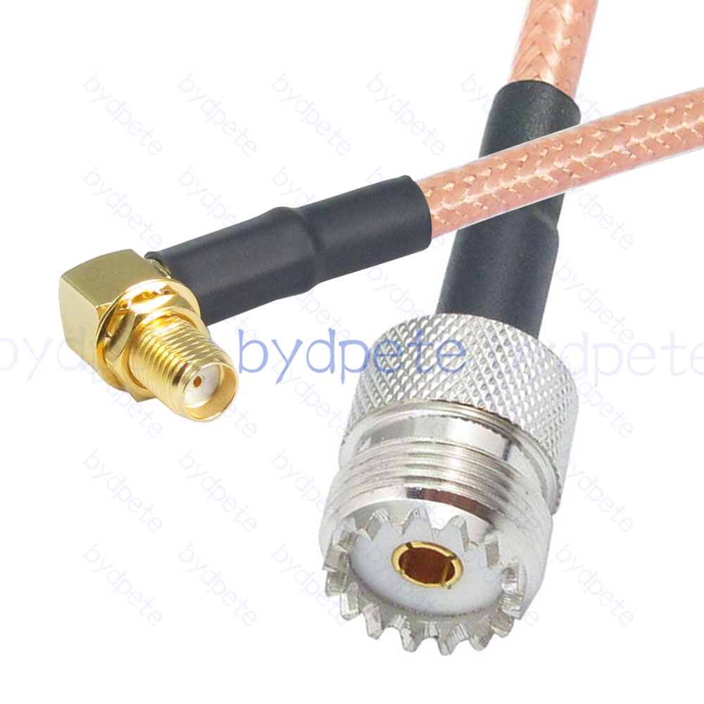BPC046UHF142R2 UHF Female SO239 Jack to SMA Female Right Angle 90Degree RG-142 Coaxial Cable UHF Cable RG142 Assembly Coax Pigtial Jumper