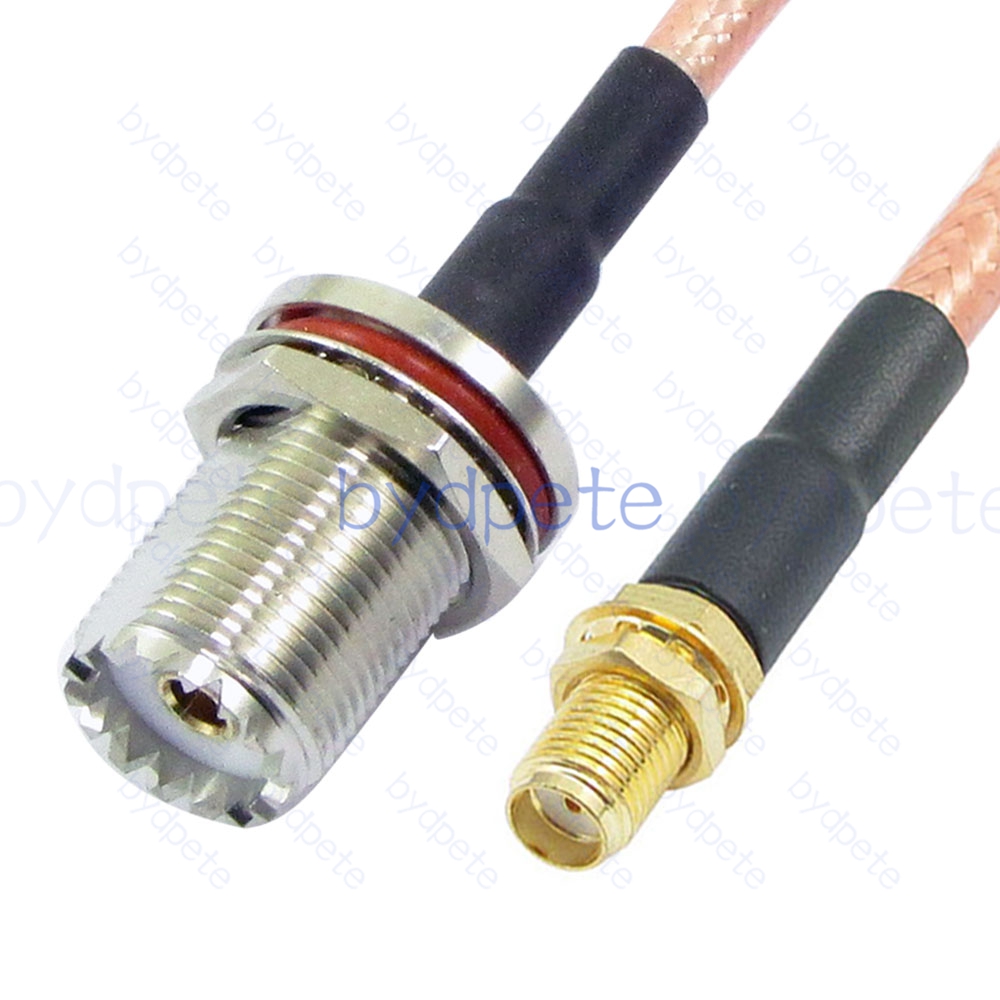 BPC046UHF142W1 UHF Female Bulkhead Waterproof SO239 Jack to SMA Female RG-142 Coaxial Cable UHF Cable RG142 Assembly Coax Pigtial Jumper