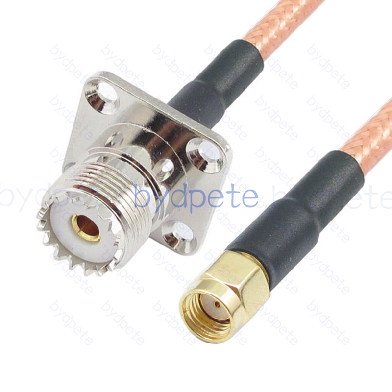 BPC047UHF142H41 UHF Female 4holes panel SO239 Jack to RPSMA Male Reverse Polarity RG-142 Coaxial Cable UHF Cable RG142 Assembly Coax Pigtial Jumper