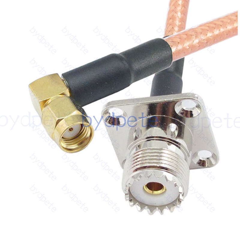BPC047UHF142H41R2 UHF Female 4holes panel SO239 Jack to RPSMA Male Right Angle 90Degree Reverse Polarity RG-142 Coaxial Cable UHF Cable RG142 Assembly Coax Pigtial Jumper