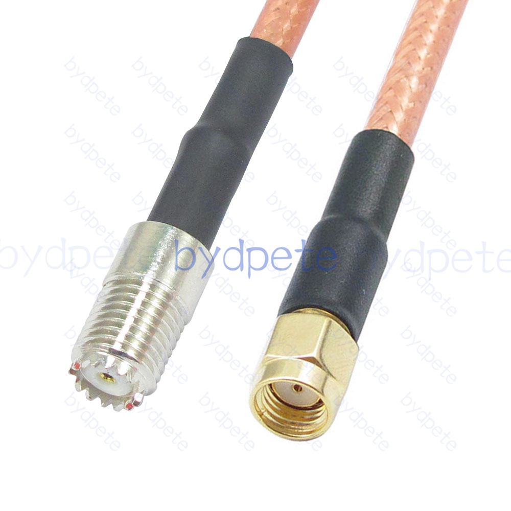 BPC047UHF142M1 Mini UHF Female SO239 Jack to RPSMA Male Reverse Polarity RG-142 Coaxial Cable UHF Cable RG142 Assembly Coax Pigtial Jumper