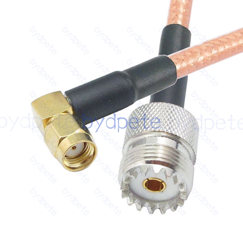 BPC047UHF142R2 UHF Female SO239 Jack to RPSMA Male Right Angle 90Degree Reverse Polarity RG-142 Coaxial Cable UHF Cable RG142 Assembly Coax Pigtial Jumper