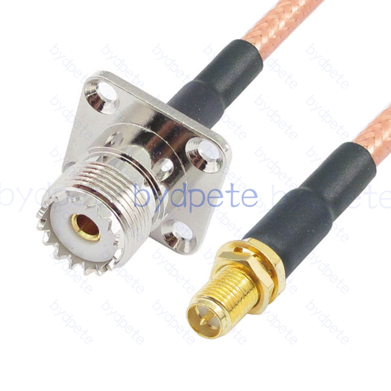 BPC048UHF142H41 UHF Female 4holes panel SO239 Jack to RPSMA Female Reverse Polarity RG-142 Coaxial Cable UHF Cable RG142 Assembly Coax Pigtial Jumper