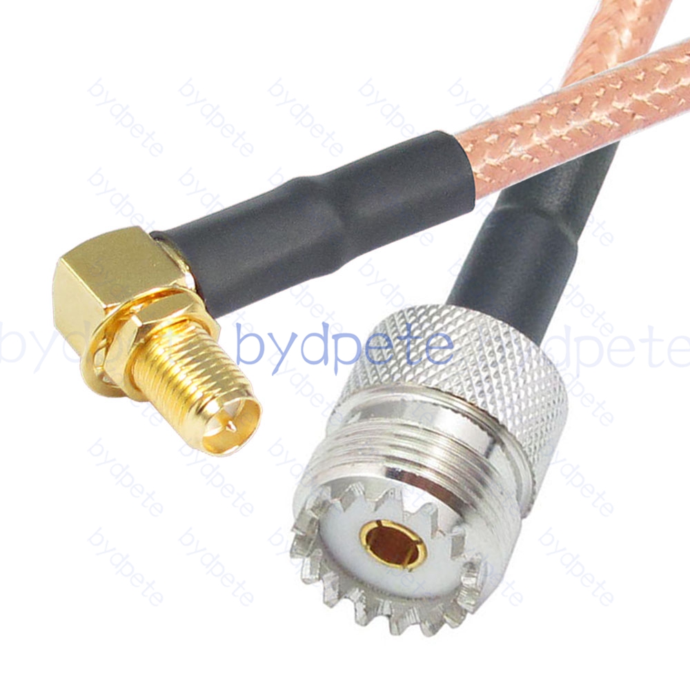 BPC048UHF142R2 UHF Female SO239 Jack to RPSMA Female Right Angle 90Degree Reverse Polarity RG-142 Coaxial Cable UHF Cable RG142 Assembly Coax Pigtial Jumper