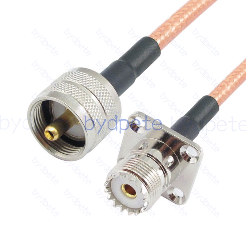 BPC050UHF142H42 UHF Male PL259 Plug to UHF Female 4holes panel SO239 RG-142 Coaxial Cable UHF Cable RG142 Assembly Coax Pigtial Jumper
