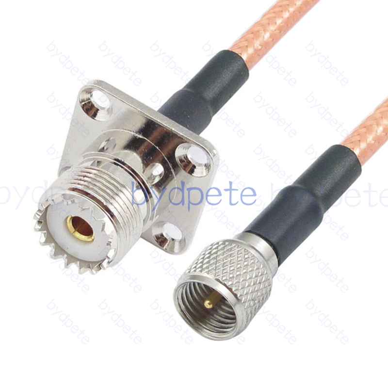 BPC050UHF142M1H42 Mini UHF Male PL259 Plug to UHF Female 4holes panel SO239 RG-142 Coaxial Cable UHF Cable RG142 Assembly Coax Pigtial Jumper
