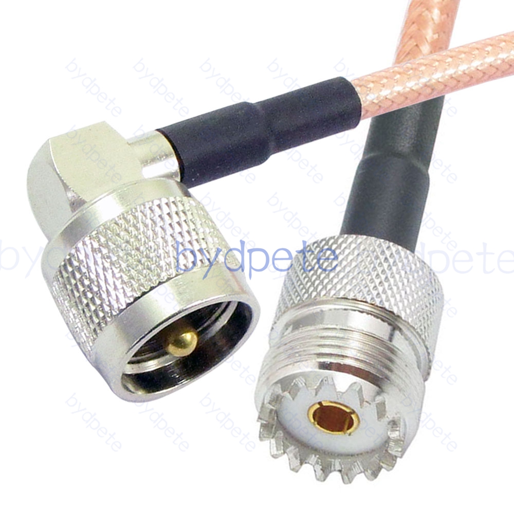 BPC050UHF142R1 UHF Male Right Angle 90Degree PL259 Plug to UHF Female SO239 RG-142 Coaxial Cable UHF Cable RG142 Assembly Coax Pigtial Jumper