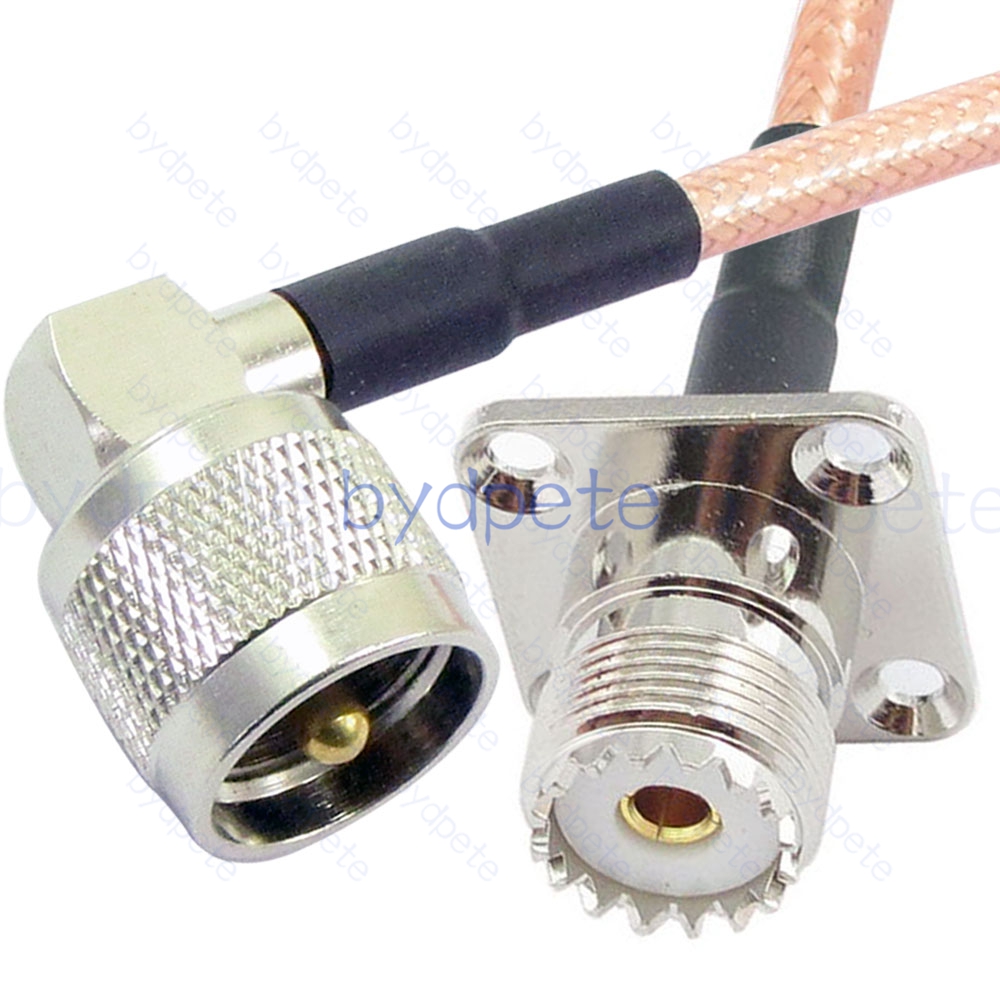 BPC050UHF142R1H42 UHF Male Right Angle 90Degree PL259 Plug to UHF Female 4holes Panel SO239 RG-142 Coaxial Cable UHF Cable RG142 Assembly Coax Pigtial Jumper