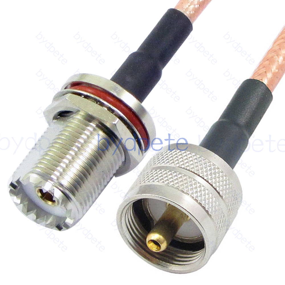 BPC050UHF142W2 UHF Male PL259 Plug to UHF Female Bulkhead Waterproof SO239 RG-142 Coaxial Cable UHF Cable RG142 Assembly Coax Pigtial Jumper