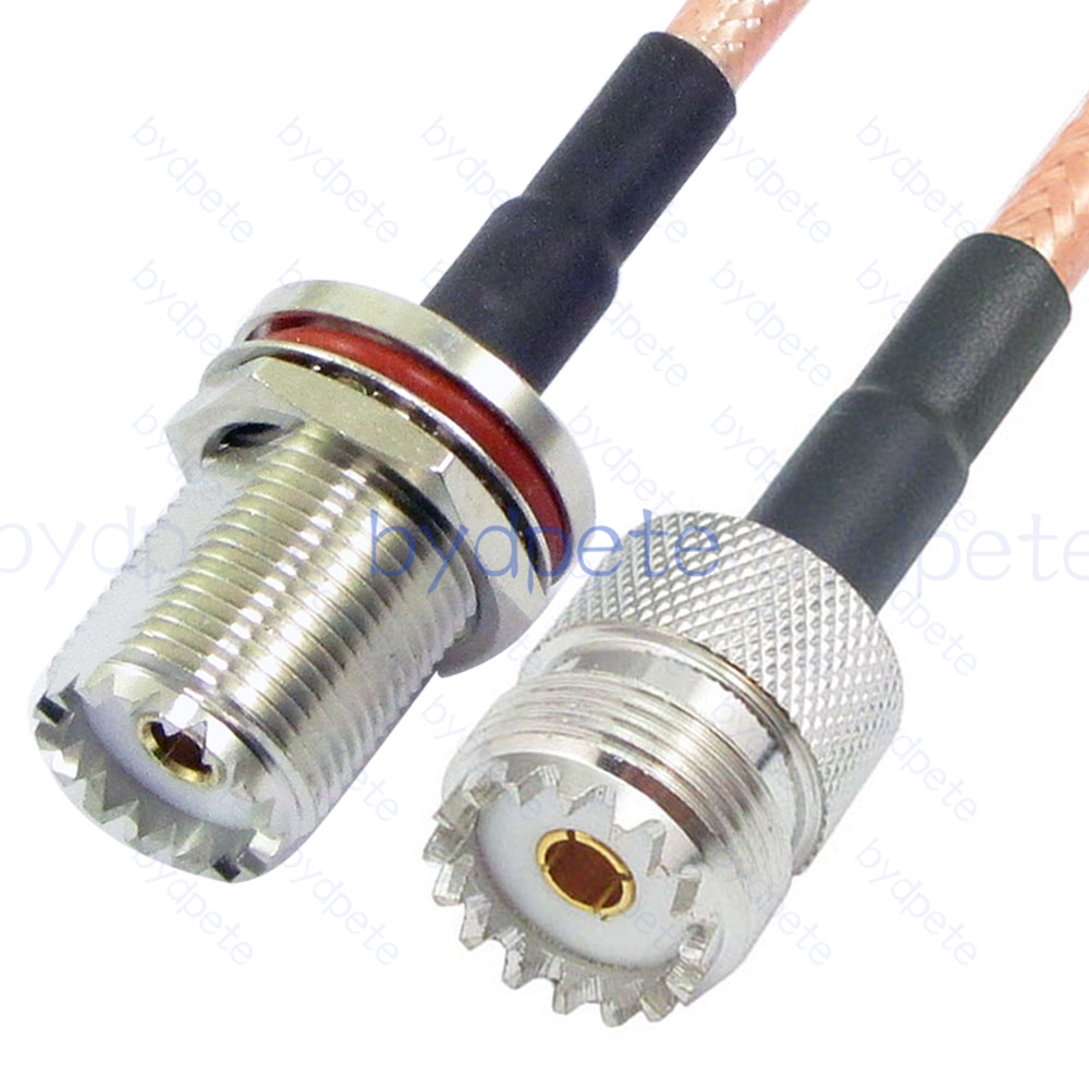 BPC051UHF142W UHF Female Bulkhead Waterproof SO239 Plug to UHF Female SO239 RG-142 Coaxial Cable UHF Cable RG142 Assembly Coax Pigtial Jumper