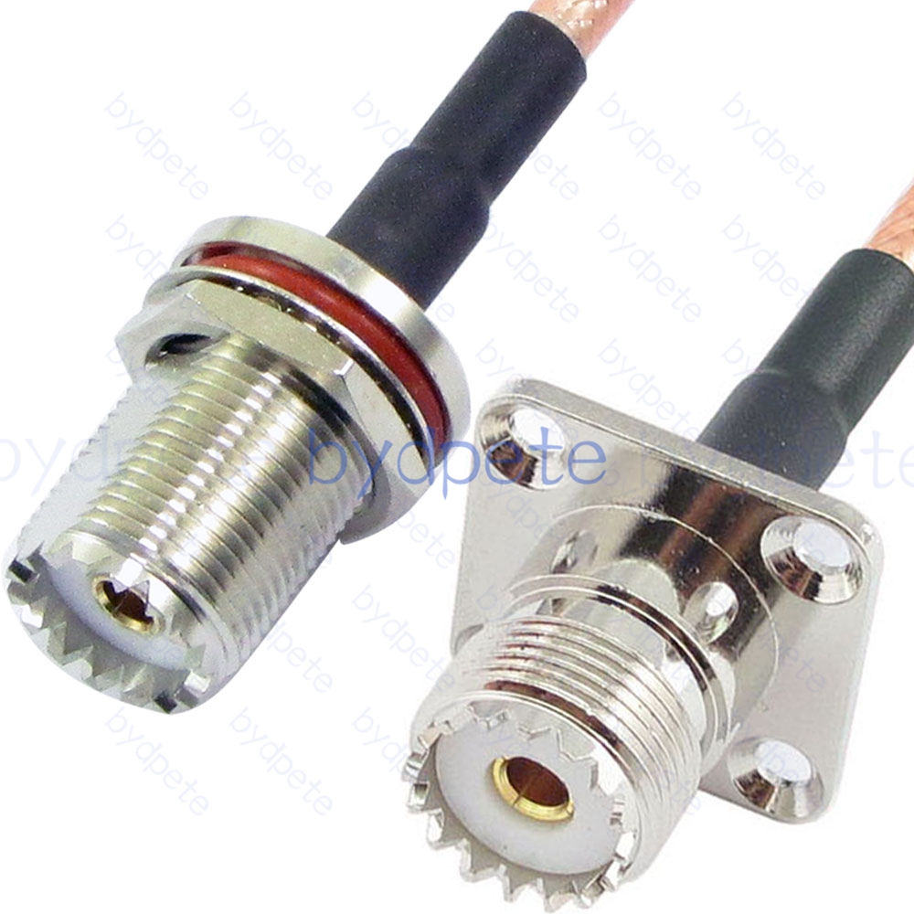 BPC051UHF142WH4 UHF Female Bulkhead Waterproof SO239 Plug to UHF Female 4Holes Panel SO239 RG-142 Coaxial Cable UHF Cable RG142 Assembly Coax Pigtial Jumper