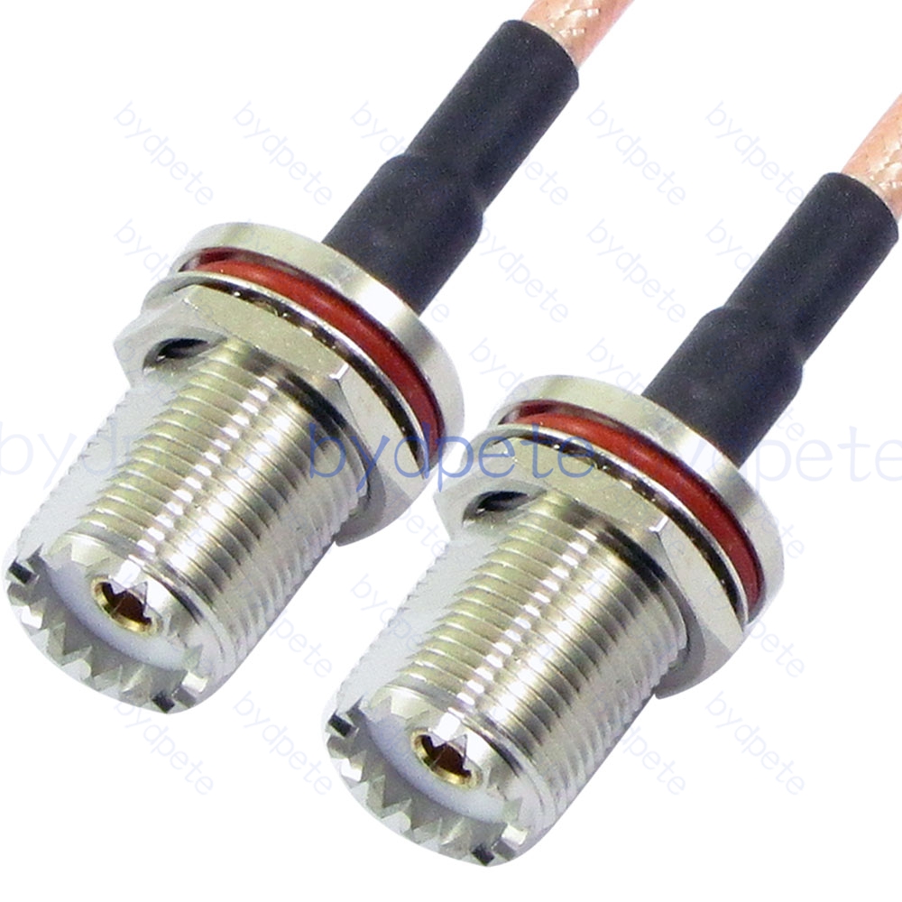 BPC051UHF142WW UHF Female Bulkhead Waterproof SO239 Plug to UHF Female Bulkhaed Waterproof SO239 RG-142 Coaxial Cable UHF Cable RG142 Assembly Coax Pigtial Jumper