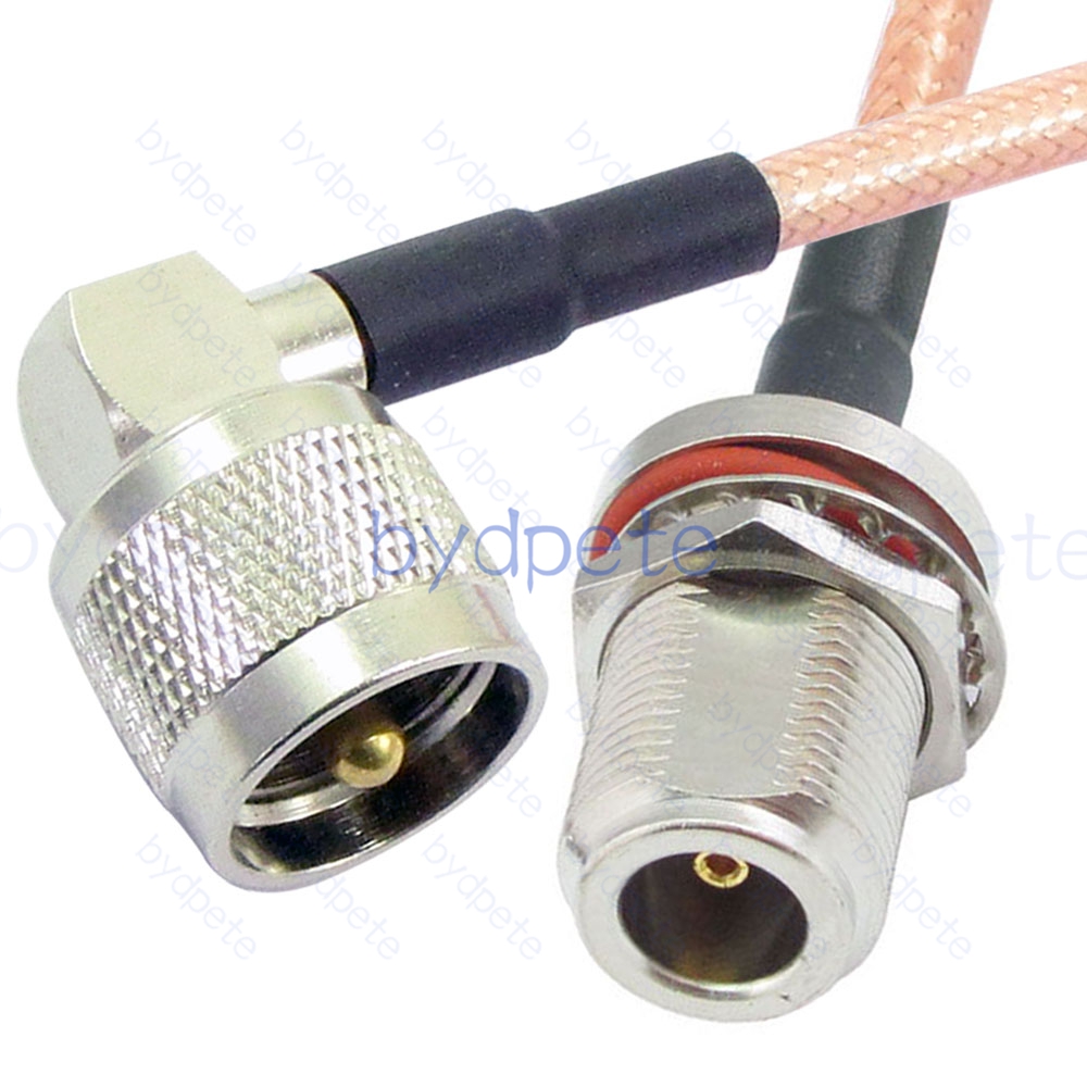 BPC053UHF142R1W2 UHF Male Right Angle 90Degree PL259 Plug to N-Type Female Bulkhead Waterproof RG-142 Coaxial Cable UHF Cable RG142 Assembly Coax Pigtial Jumper
