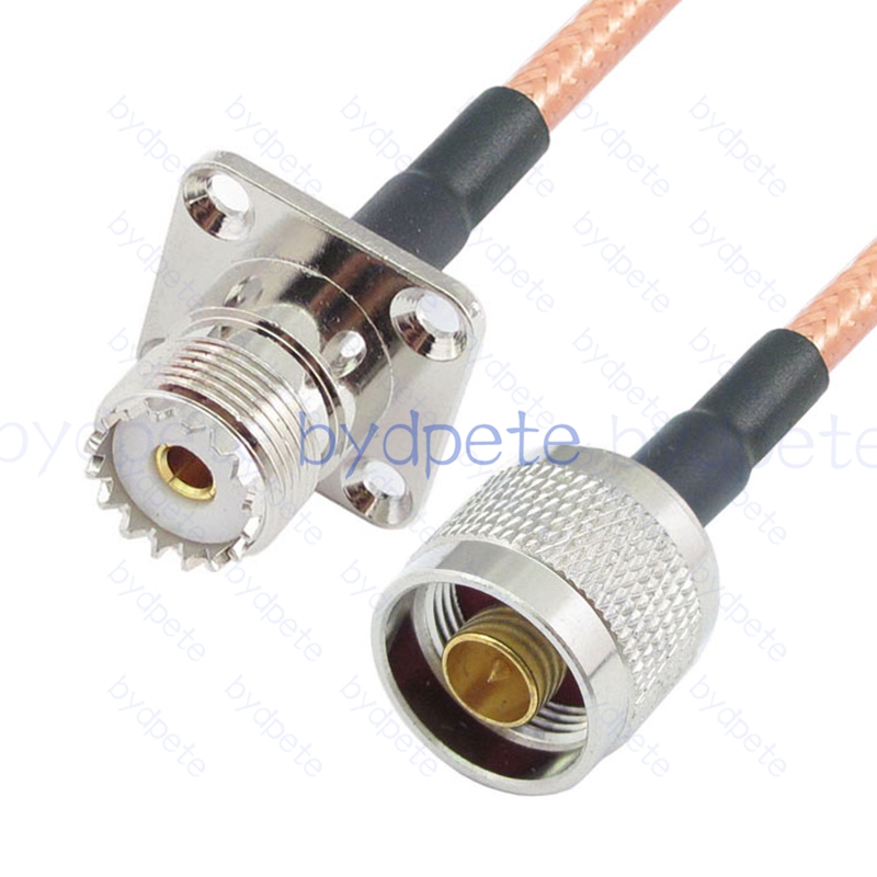 BPC054UHF142H41 UHF Female 4Holes Panel SO239 Plug to N-Type Male RG-142 Coaxial Cable UHF Cable RG142 Assembly Coax Pigtial Jumper