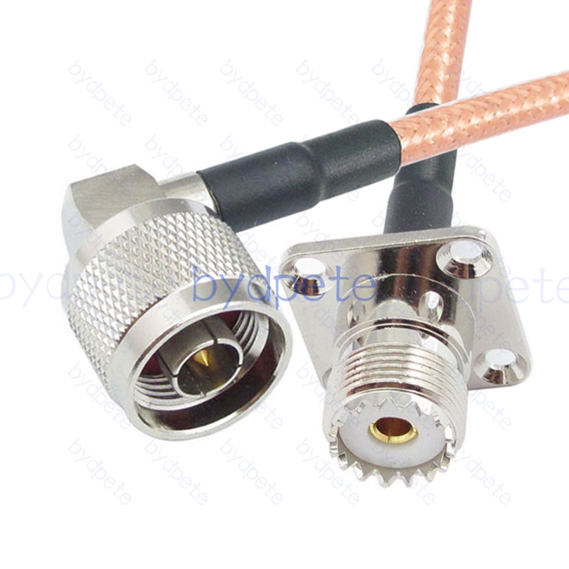 BPC054UHF142H41R2 UHF Female 4Holes Panel SO239 Plug to N-Type Male Right Angle 90Degree RG-142 Coaxial Cable UHF Cable RG142 Assembly Coax Pigtial Jumper