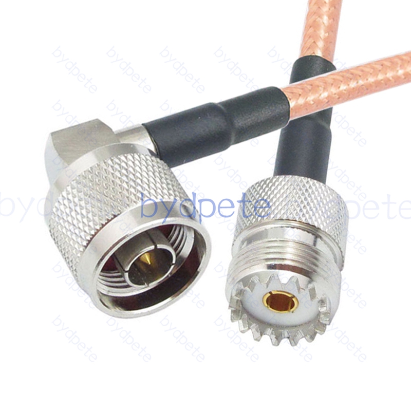 BPC054UHF142R2 UHF Female SO239 Plug to N-Type Male Right Angle 90Degree RG-142 Coaxial Cable UHF Cable RG142 Assembly Coax Pigtial Jumper