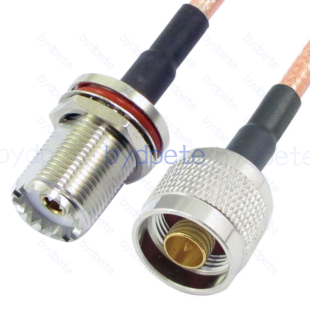 BPC054UHF142W1 UHF Female Bulkhead Waterproof SO239 Plug to N-Type Male RG-142 Coaxial Cable UHF Cable RG142 Assembly Coax Pigtial Jumper