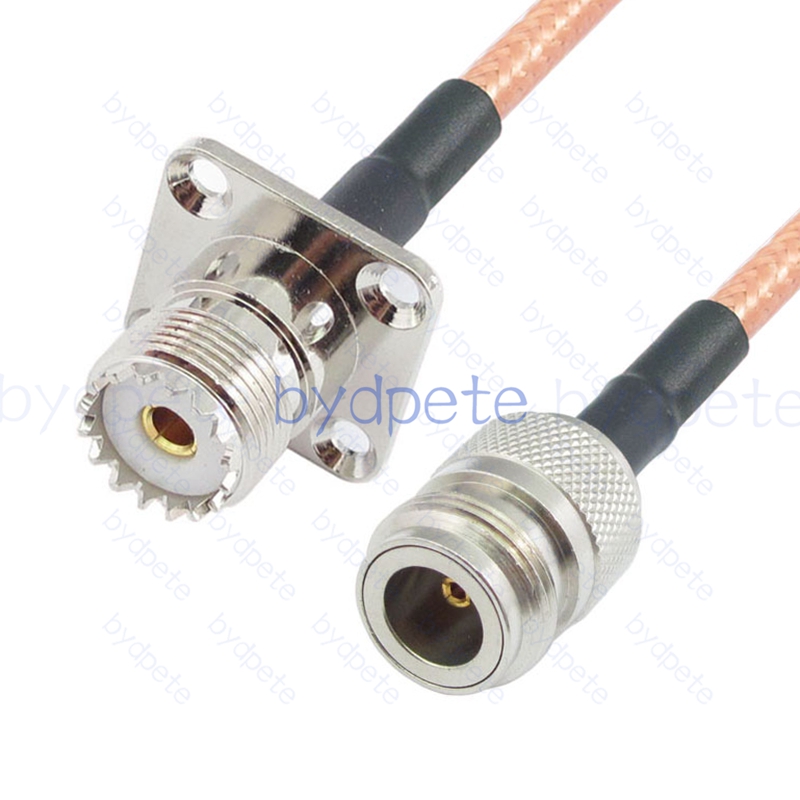 BPC055UHF142H41 UHF Female 4holes panel SO239 Jack to N-Type Female RG-142 Coaxial Cable UHF Cable RG142 Assembly Coax Pigtial Jumper