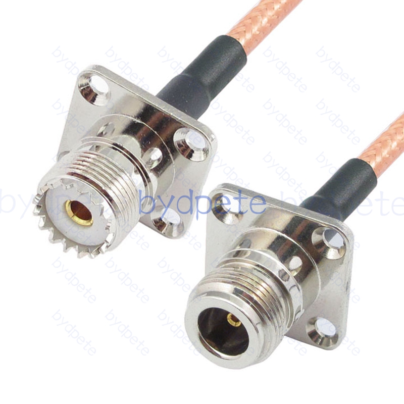 BPC055UHF142H4H4 UHF Female 4Holes Panel SO239 Jack to N-Type Female 4Holes Panel RG-142 Coaxial Cable UHF Cable RG142 Assembly Coax Pigtial Jumper