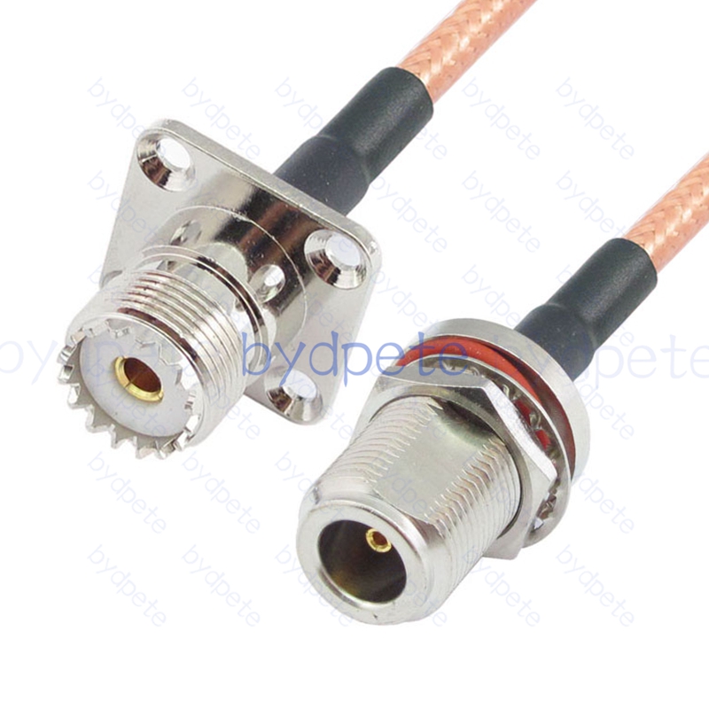 BPC055UHF142H4W2 UHF Female 4Holes Panel SO239 Jack to N-Type Female Bulkhead Waterproof RG-142 Coaxial Cable UHF Cable RG142 Assembly Coax Pigtial Jumper