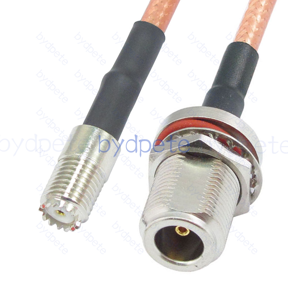 BPC055UHF142M1W2 Mini UHF Female SO239 Jack to N-Type Female Bulkhead Waterproof RG-142 Coaxial Cable UHF Cable RG142 Assembly Coax Pigtial Jumper