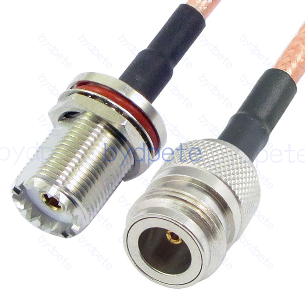 BPC055UHF142W1 UHF Female Bulkhead Waterproof SO239 Jack to N-Type Female RG-142 Coaxial Cable UHF Cable RG142 Assembly Coax Pigtial Jumper