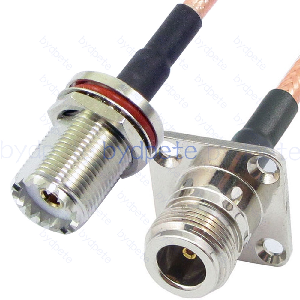 BPC055UHF142W1H42 UHF Female Bulkhead Waterproof SO239 Jack to N-Type Female 4holes panel RG-142 Coaxial Cable UHF Cable RG142 Assembly Coax Pigtial Jumper