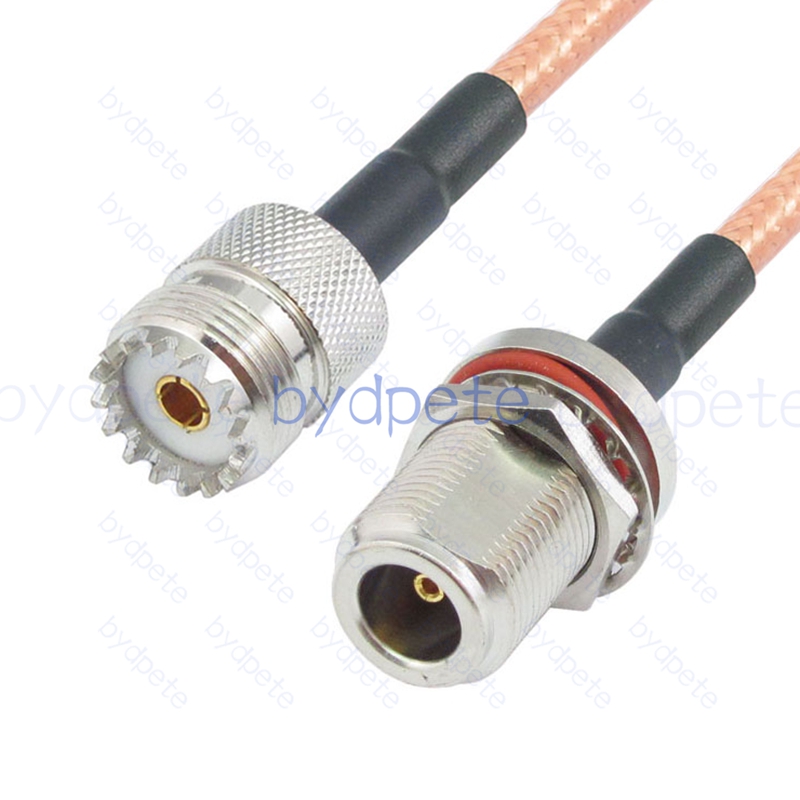 BPC055UHF142W2 UHF Female SO239 Jack to N-Type Female Bulkhead Waterproof RG-142 Coaxial Cable UHF Cable RG142 Assembly Coax Pigtial Jumper