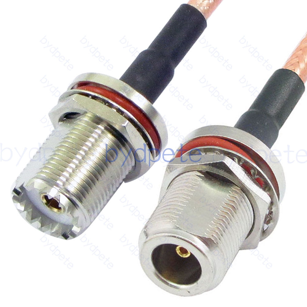 BPC055UHF142WW UHF Female Bulkhead Waterproof SO239 Jack to N-Type Female Bulkhead Waterproof RG-142 Coaxial Cable UHF Cable RG142 Assembly Coax Pigtial Jumper