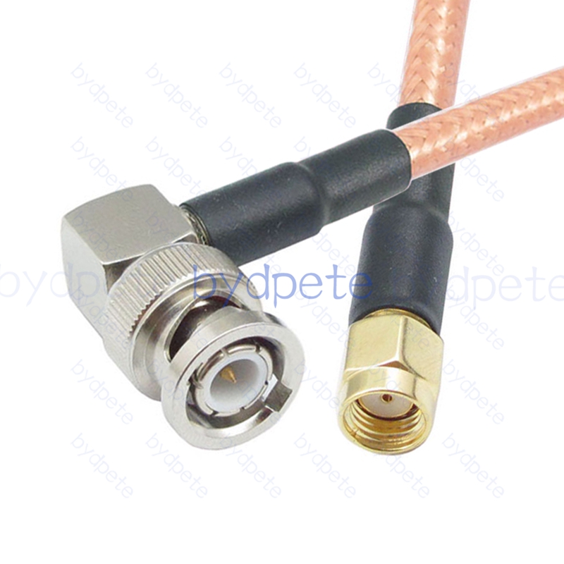 BPC063BNC142R1 BNC Male Right Angle 90Degree Plug to RPSMA Reverse Polarity Male RG-142 Coaxial Cable BNC Cable RG142 Assembly Coax Pigtial Jumper