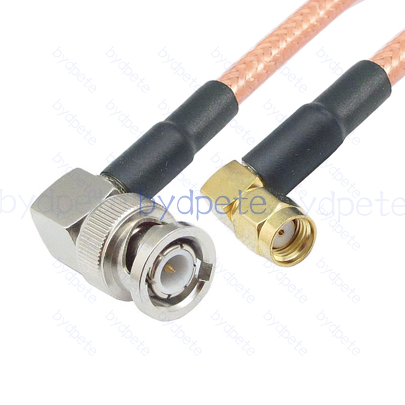 BPC063BNC142RR BNC Male Right Angle 90Degree Plug to RPSMA Male Right Angle Reverse Polarity RG-142 Coaxial Cable BNC Cable RG142 Assembly Coax Pigtial Jumper
