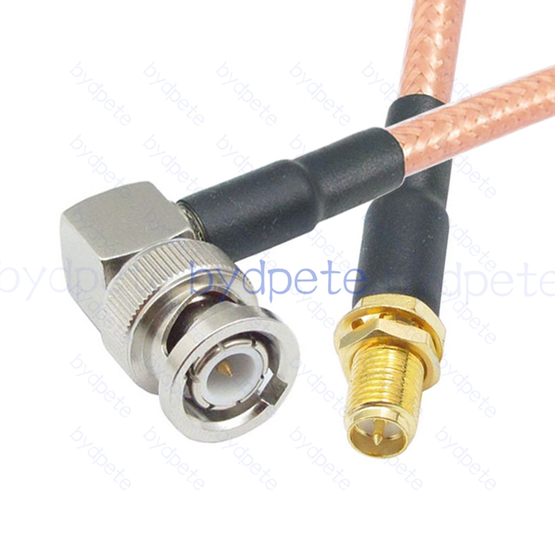 BPC064BNC142R1 BNC Male Right Angle 90Degree Plug to RPSMA Female Reverse Polarity RG-142 Coaxial Cable BNC Cable RG142 Assembly Coax Pigtial Jumper