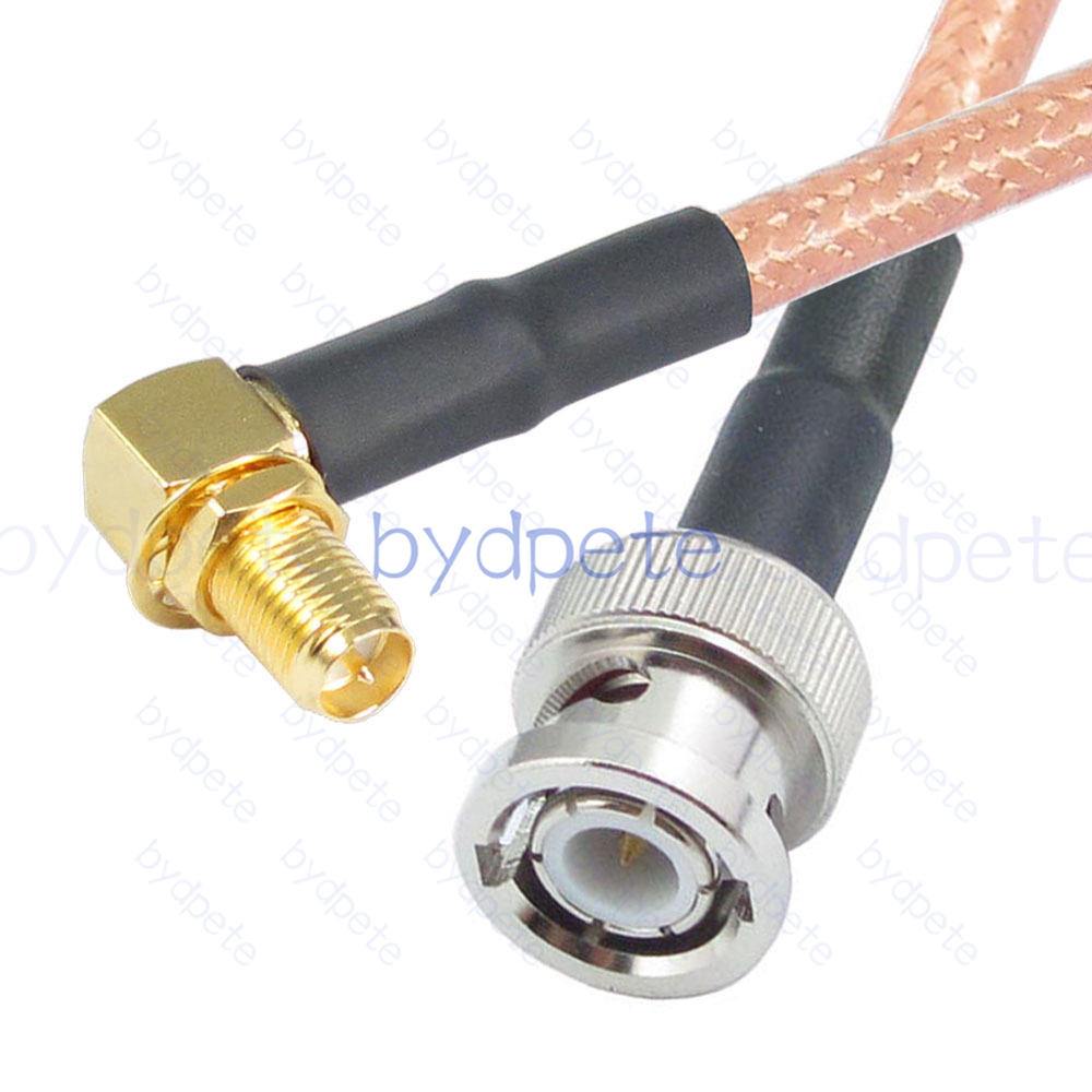 BPC064BNC142R2 BNC Male Plug to RPSMA Female Right Angle 90Degree Reverse Polarity RG-142 Coaxial Cable BNC Cable RG142 Assembly Coax Pigtial Jumper