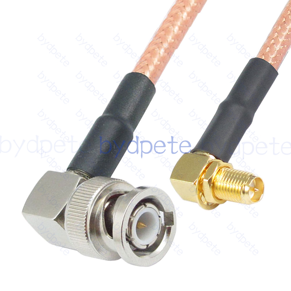 BPC064BNC142RR BNC Male Right Angle 90Degree Plug to RPSMA Female Right Angle 90Degree Reverse Polarity RG-142 Coaxial Cable BNC Cable RG142 Assembly Coax Pigtial Jumper