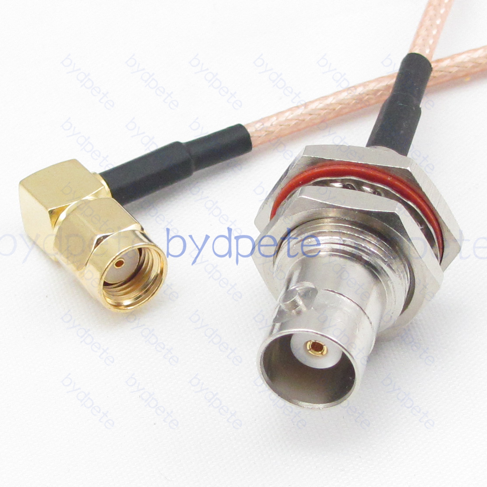 BPC067BNC316L1R2 BNC Female Bulkhead Waterproof Jack to RPSMA Male Right Angle 90Degree Plug RG-316 Coaxial Cable BNC Cable RG316 Assembly Coax Pigtial Jumper