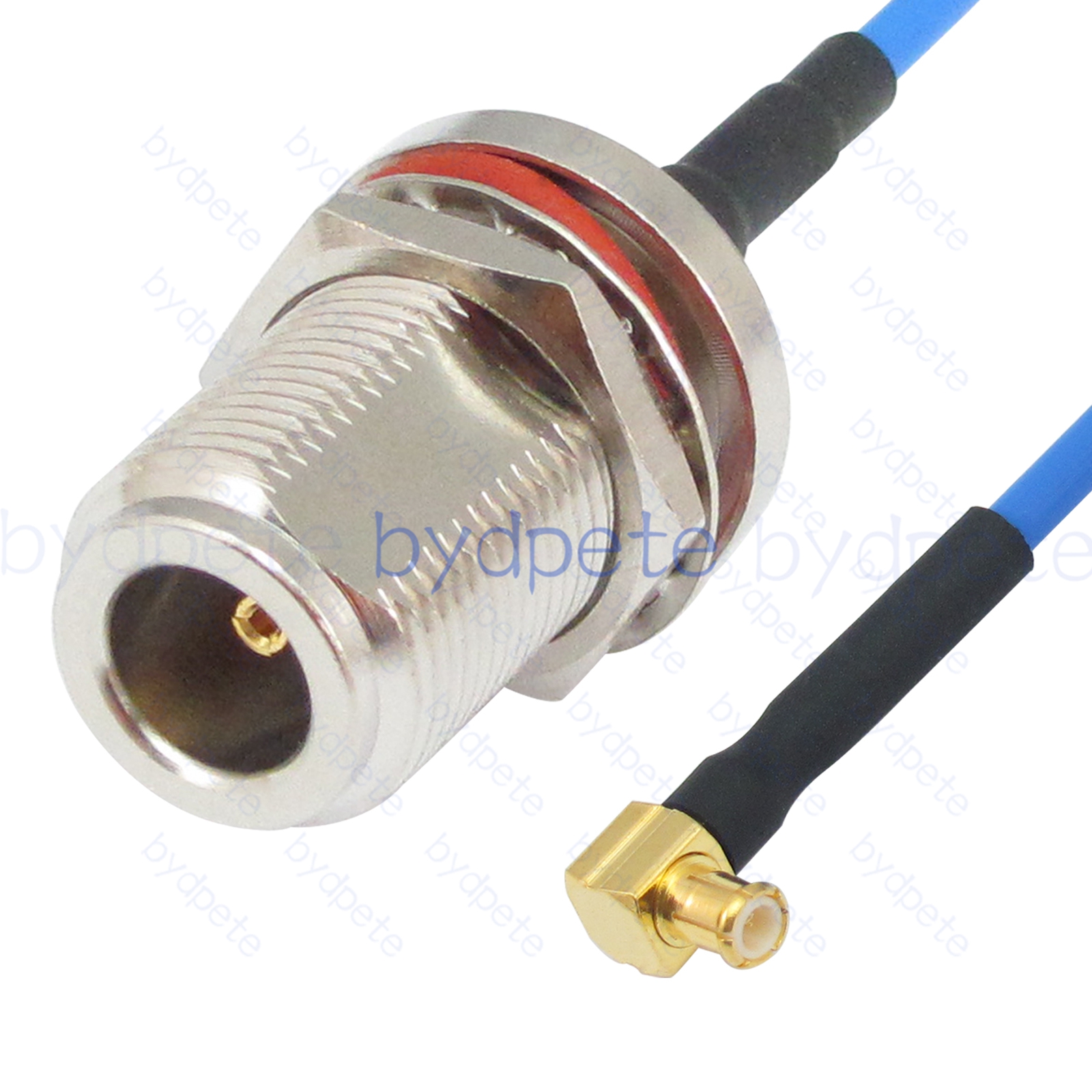 BPC220MCX405BR1W2 MCX Male Right Angle 90Degree Plug to N Female Bulkhead Waterproof Jack RG-405 Coaxial Cable MCX Cable RG405B Assembly Coax Semi Rigid Flexible Low Loss Cable