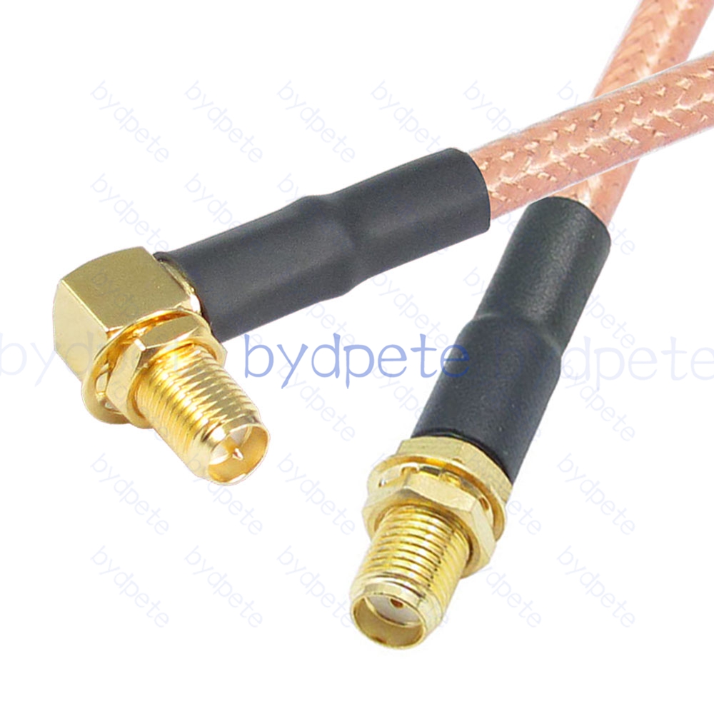 BPC009SMA142R2 SMA Female Jack to RPSMA Female Right Angle 90Degree Reverse Polarity Jack RG-142 Coaxial Cable SMA Cable RG142 Assembly Coax Pigtial Jumper